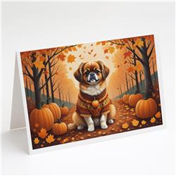 5 x 7 in. Unisex Tibetan Spaniel Fall Greeting Cards & Envelopes - Pack of 8