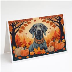 5 x 7 in. Unisex Weimaraner Fall Greeting Cards & Envelopes - Pack of 8