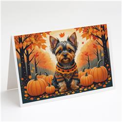 DAC1081GCA7P 5 x 7 in. Yorkshire Terrier Fall Greeting Cards & Envelopes - Pack of 8