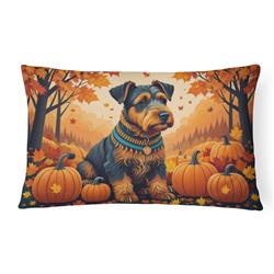 16 x 12 in. Unisex Airedale Terrier Fall Fabric Decorative Pillow
