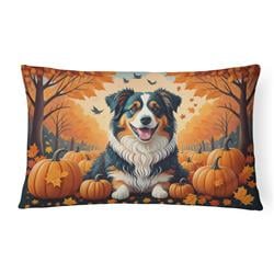 16 x 12 in. Unisex Australian Shepherd Terrier Fall Fabric Decorative Pillow