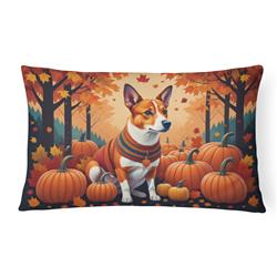 16 x 12 in. Unisex Red Basenji Fall Fabric Decorative Pillow