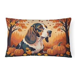 16 x 12 in. Unisex Basset Hound Fall Fabric Decorative Pillow