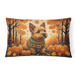 16 x 12 in. Unisex Norwich Terrier Fall Fabric Decorative Pillow