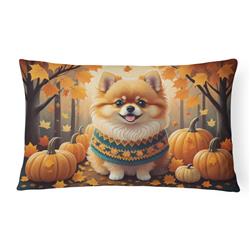 16 x 12 in. Unisex Pomeranian Fall Fabric Decorative Pillow
