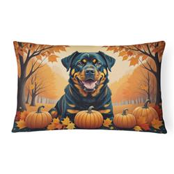 16 x 12 in. Unisex Rottweiler Fall Fabric Decorative Pillow
