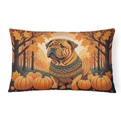 16 x 12 in. Unisex Shar Pei Fall Fabric Decorative Pillow