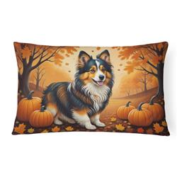 16 x 12 in. Unisex Sheltie Fall Fabric Decorative Pillow