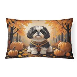 16 x 12 in. Unisex Shih Tzu Fall Fabric Decorative Pillow