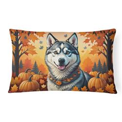 16 x 12 in. Unisex Siberian Husky Fall Fabric Decorative Pillow