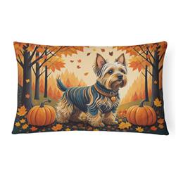 16 x 12 in. Unisex Silky Terrier Fall Fabric Decorative Pillow