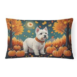 16 x 12 in. Unisex Westie Fall Fabric Decorative Pillow