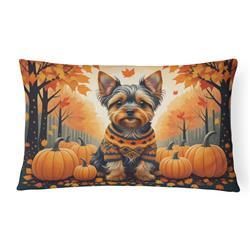16 x 12 in. Unisex Yorkshire Terrier Fall Fabric Decorative Pillow