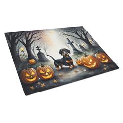 DAC2037LCB 15 x 12 in. Unisex Dachshund Spooky Halloween Glass Cutting Board - Large