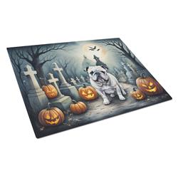 DAC2039LCB 15 x 12 in. Unisex English Bulldog Spooky Halloween Glass Cutting Board - Large