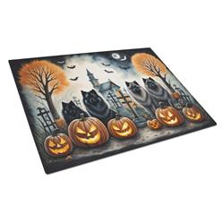 DAC2045LCB 15 x 12 in. Unisex Keeshond Spooky Halloween Glass Cutting Board - Large