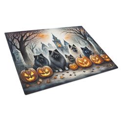 DAC2046LCB 15 x 12 in. Unisex Keeshond Spooky Halloween Glass Cutting Board - Large