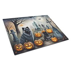DAC2047LCB 15 x 12 in. Unisex Keeshond Spooky Halloween Glass Cutting Board - Large