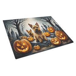 DAC2049LCB 15 x 12 in. Unisex Norwich Terrier Spooky Halloween Glass Cutting Board - Large