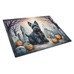 DAC2051LCB 15 x 12 in. Unisex Scottish Terrier Spooky Halloween Glass Cutting Board - Large