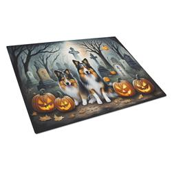 DAC2053LCB 15 x 12 in. Unisex Sheltie Spooky Halloween Glass Cutting Board - Large