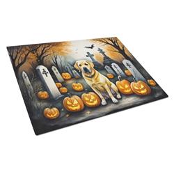 DAC2059LCB 15 x 12 in. Unisex Yellow Labrador Retriever Spooky Halloween Glass Cutting Board - Large