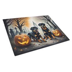 DAC2062LCB 15 x 12 in. Unisex Rottweiler Spooky Halloween Glass Cutting Board - Large
