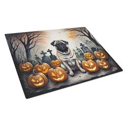 DAC2064LCB 15 x 12 in. Unisex Fawn Pug Spooky Halloween Glass Cutting Board - Large