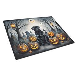 DAC2066LCB 15 x 12 in. Unisex Black Pug Spooky Halloween Glass Cutting Board - Large