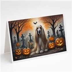 DAC2003GCA7P 5 x 7 in. Afghan Hound Spooky Halloween Greeting Cards & Envelopes - Pack of 8