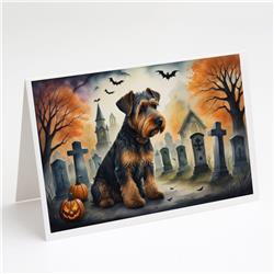 DAC2004GCA7P 5 x 7 in. Airedale Terrier Spooky Halloween Greeting Cards & Envelopes - Pack of 8