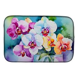 21 x 14 in. Unisex Orchids in Watercolor Dish Drying Mat