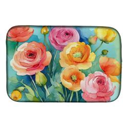 21 x 14 in. Unisex Ranunculus in Watercolor Dish Drying Mat
