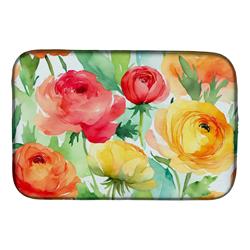 DAC1606DDM 21 x 14 in. Ranunculus in Watercolor Dish Drying Mat