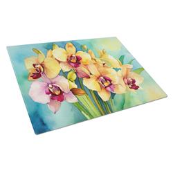 DAC1558LCB 15 x 12 in. Orchids in Watercolor Glass Cutting Board - Large