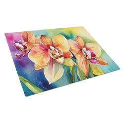 DAC1559LCB 15 x 12 in. Orchids in Watercolor Glass Cutting Board - Large