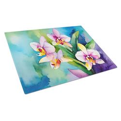 DAC1562LCB 15 x 12 in. Orchids in Watercolor Glass Cutting Board - Large
