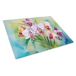 DAC1563LCB 15 x 12 in. Orchids in Watercolor Glass Cutting Board - Large