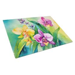 DAC1564LCB 15 x 12 in. Orchids in Watercolor Glass Cutting Board - Large