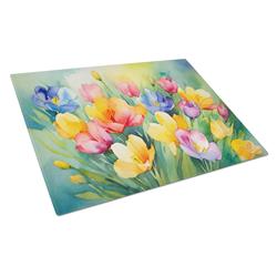 DAC1565LCB 15 x 12 in. Freesias in Watercolor Glass Cutting Board - Large