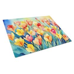 DAC1569LCB 15 x 12 in. Freesias in Watercolor Glass Cutting Board - Large