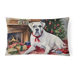 16 x 12 in. Unisex White Boxer Christmas Fabric Decorative Pillow