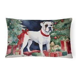 16 x 12 in. Unisex White Boxer Christmas Fabric Decorative Pillow
