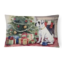 16 x 12 in. Unisex White Boxer Christmas Fabric Decorative Pillow