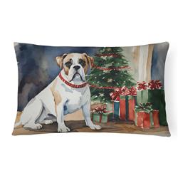 16 x 12 in. Unisex White Boxer Christmas Fabric Decorative Pillow