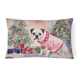 16 x 12 in. Unisex White Boxer Christmas Fabric Decorative Pillow