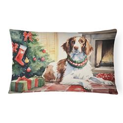 16 x 12 in. Unisex Brittany Spaniel Christmas Fabric Decorative Pillow