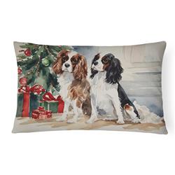 16 x 12 in. Unisex Cavalier Spaniel Christmas Fabric Decorative Pillow