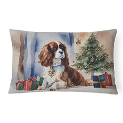 16 x 12 in. Unisex Cavalier Spaniel Christmas Fabric Decorative Pillow