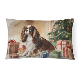 16 x 12 in. Unisex Cavalier Spaniel Christmas Fabric Decorative Pillow